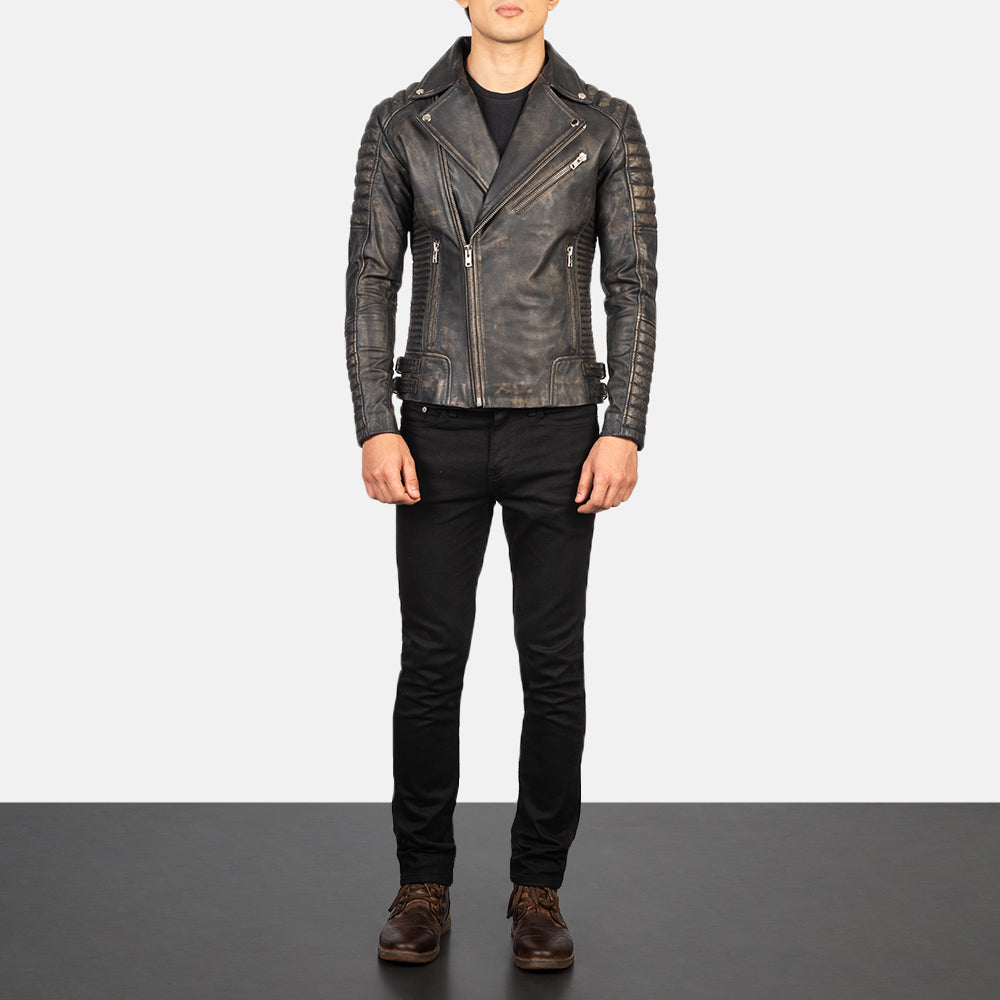 
Armand أخضر جاكيت بايكر جلد طبيعي رجالي – alternate product view 4