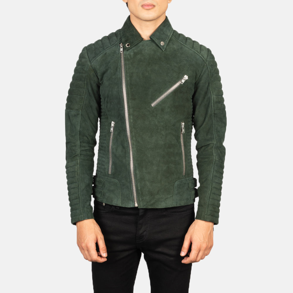 
Armand أخضر جاكيت بايكر جلد طبيعي رجالي – alternate product view 4