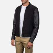 Brown Goatskin Suede Bomber Jacket - Back View Showing Tailored Shoulder Fit &amp; Clean Hemline