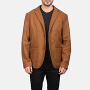 Men's Khaki Wool Blazer in Khaki Synthetic Wool - Front Profile View &amp; Tailored Silhouette | Buy Online