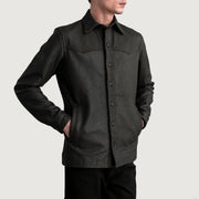 
Bronco Tumbled بني Leather Shirt رجالي - عرض جانبي يوضح قَصّة الأكمام المريحة