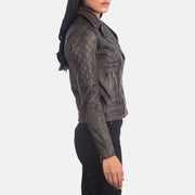 
Distressed Brown Goatskin Leather Biker Jacket - عرض خلفي يوضح تفصيل الأكتاف المتقن والحاشية النظيفة