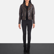 
Carolyn Quilted Vintage Brown Biker Jacket - عرض جانبي يوضح قَصّة الأكمام المريحة