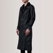 
Charlton أسود Leather Single Breasted معطف جلد فاخر رجالي For Men - عرض جانبي يوضح قَصّة الأكمام المريحة
