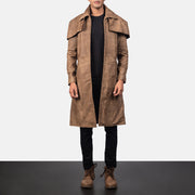 
Classic بني Leather Duster رجالي in Distressed Brown Sheepskin Snuffed - عرض أمامي وقَصّة مفصلة أنيقة | شراء أونلاين عبر المتجر الرسمي