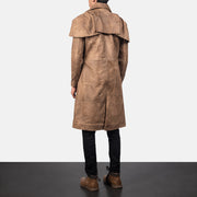 
Classic بني Leather Duster رجالي - عرض جانبي يوضح قَصّة الأكمام المريحة