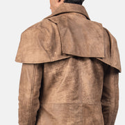 
تفاصيل مقربة of Classic Collar & Heavy-Duty Zipper Hardware on Classic بني Leather Duster رجالي