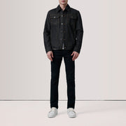 
Black Full-Grain leather Jacket - عرض خلفي يوضح تفصيل الأكتاف المتقن والحاشية النظيفة