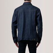 
تفاصيل مقربة of Classic Collar & Heavy-Duty Zipper Hardware on Conard Ash Grey Denim Trucker Jacket For Men