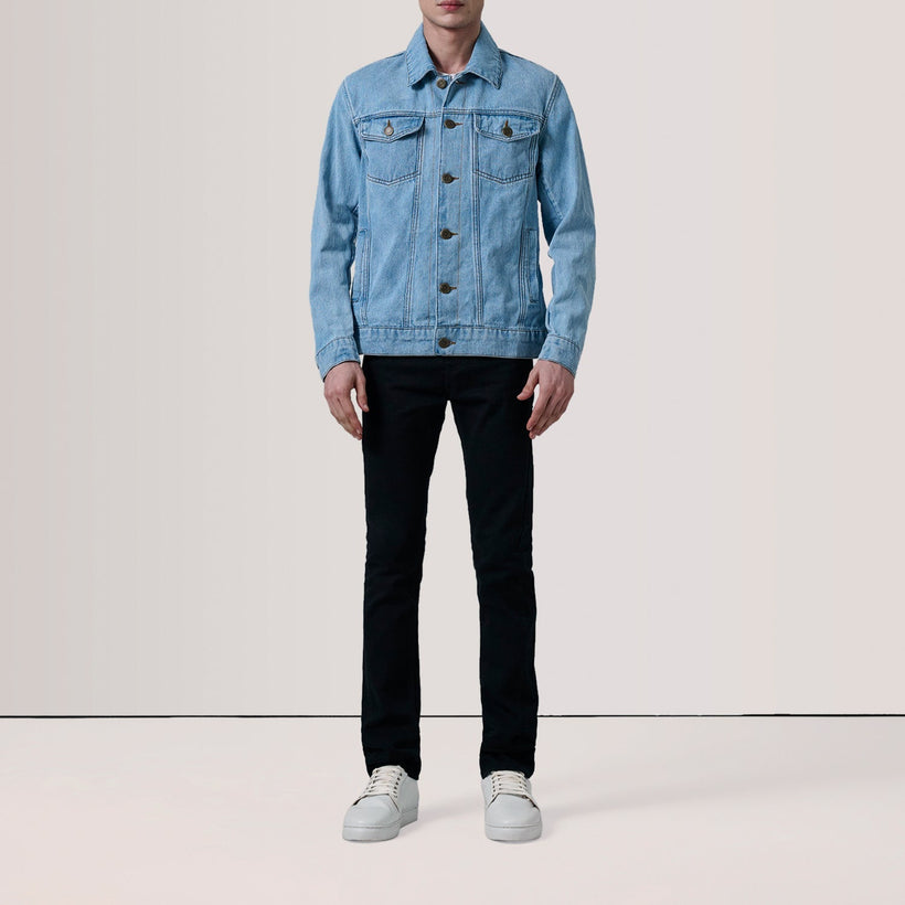 Conard Light أزرق Denim Trucker جاكيت جلد رجالي