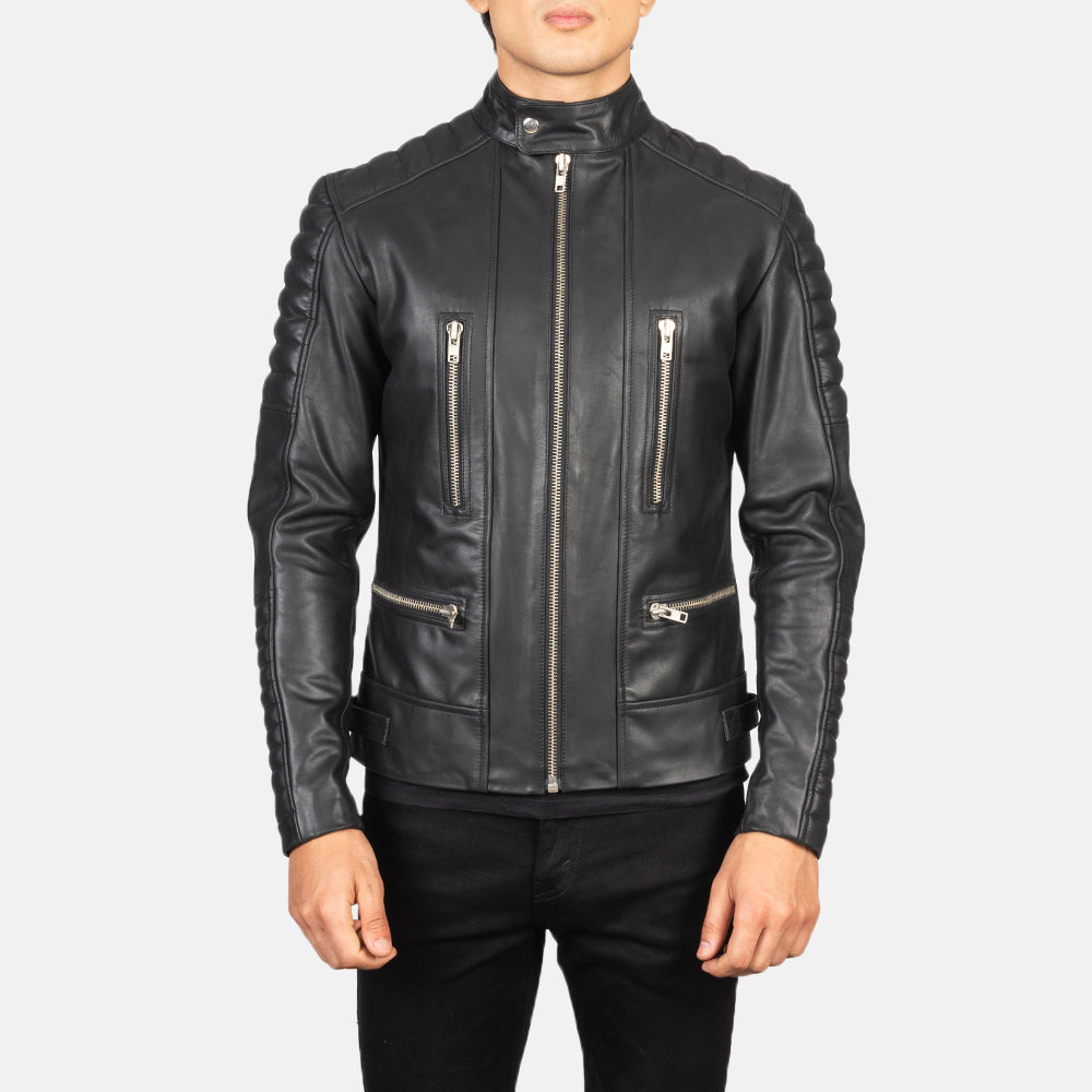 
تفاصيل مقربة of Band with Snap Button & Zipper Hardware on Damian Grey Suede Biker Jacket