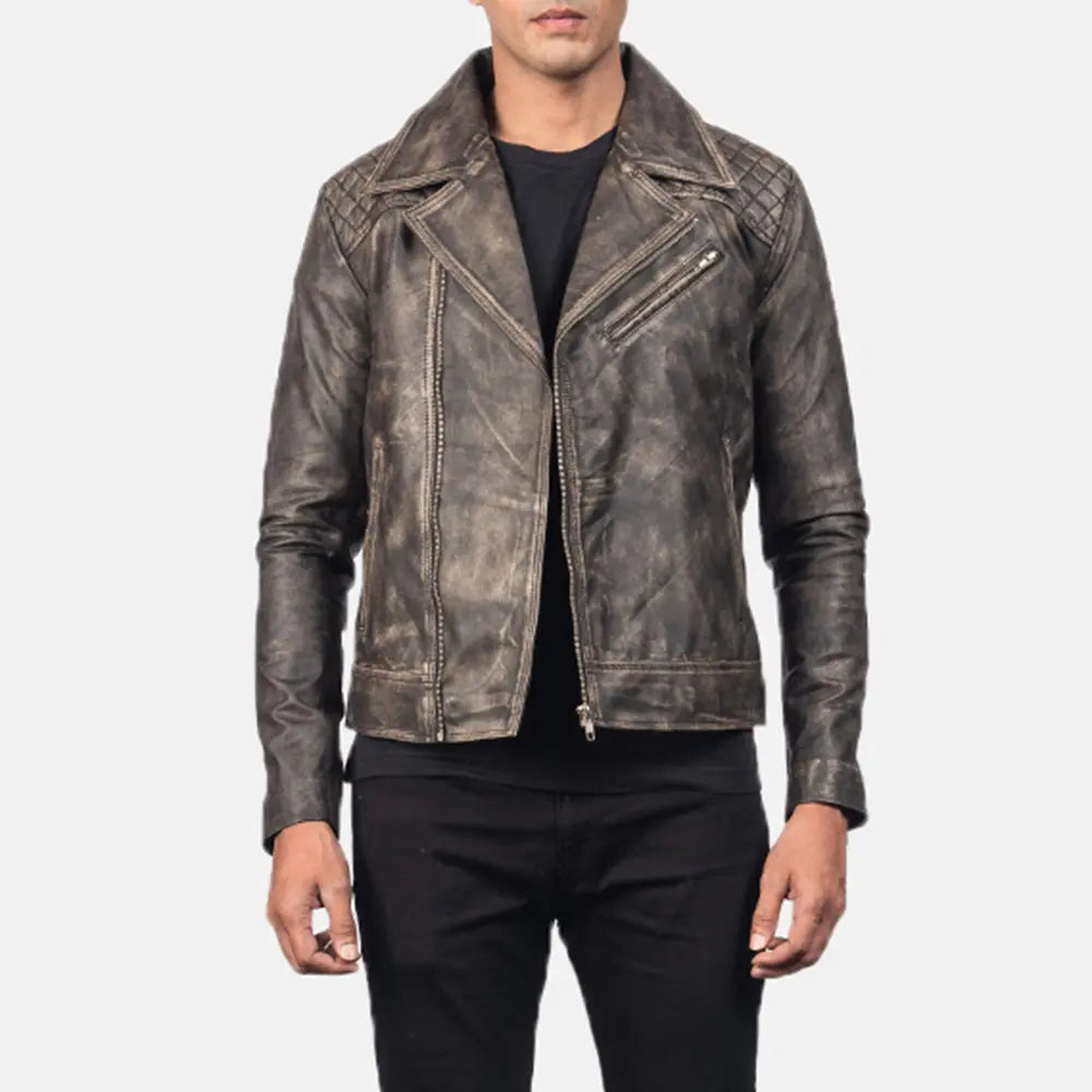 Danny مبطن جاكيت بايكر جلد رجالي – alternate product view 4