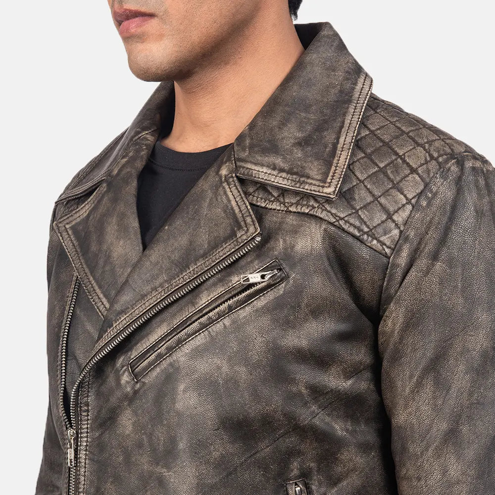 Danny مبطن جاكيت بايكر جلد رجالي – alternate product view 5