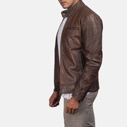 Dean أسود جاكيت بايكر جلد رجالي – alternate product view 4