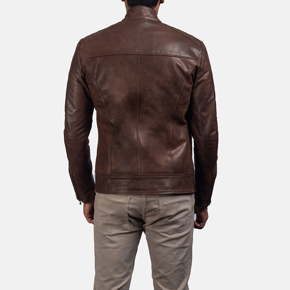 Dean أسود جاكيت بايكر جلد رجالي – alternate product view 5
