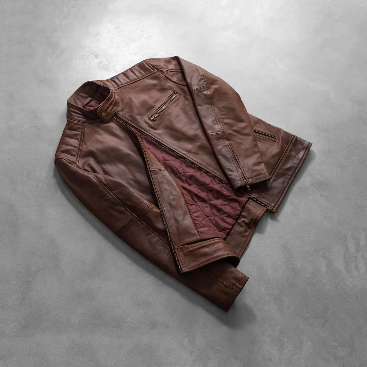 Dean أسود جاكيت بايكر جلد رجالي – alternate product view 8