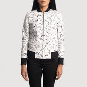 Women's Donna Blake White جاكيت بومبر جلد نسائي in White Sheepskin Dip &amp;Amp; Dye - Front Profile View &amp; Tailored Silhouette | Buy Online
