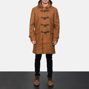 
تفاصيل مقربة of Shirt with Removable Hood & Toggle Buttons with Placket & Zipper Hardware on Drake Khaki Wool Duffle Coat