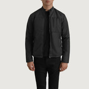 Elliot أسود Lightweight جاكيت جلد رجالي in Black Full-Grain Leather - Front Profile View &amp; Tailored Silhouette | Buy Online
