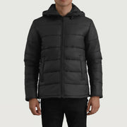 
Erico أسود Hooded Puffer جاكيت جلد رجالي جلد بقر طبيعي أسود فاخر - عرض أمامي وقَصّة مفصلة أنيقة | شراء أونلاين عبر المتجر الرسمي