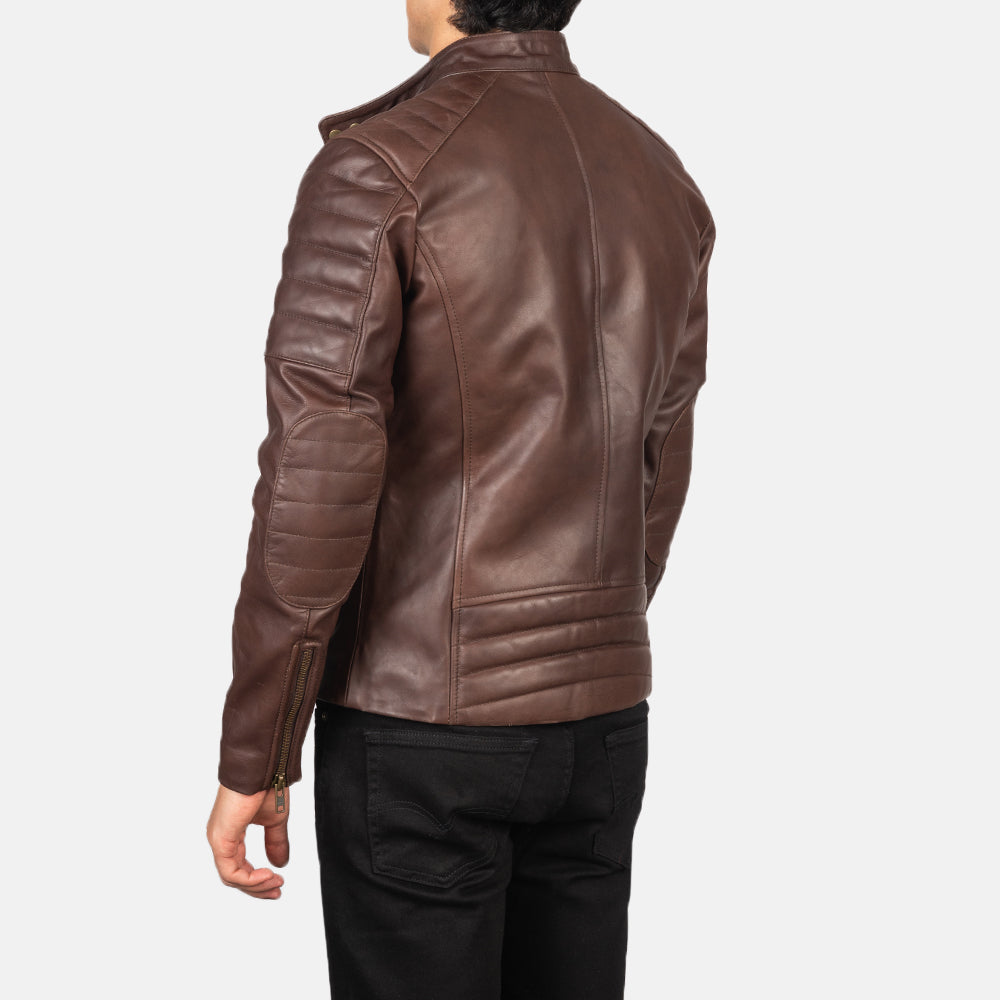 Faisor Mocha جاكيت بايكر جلد رجالي – alternate product view 4