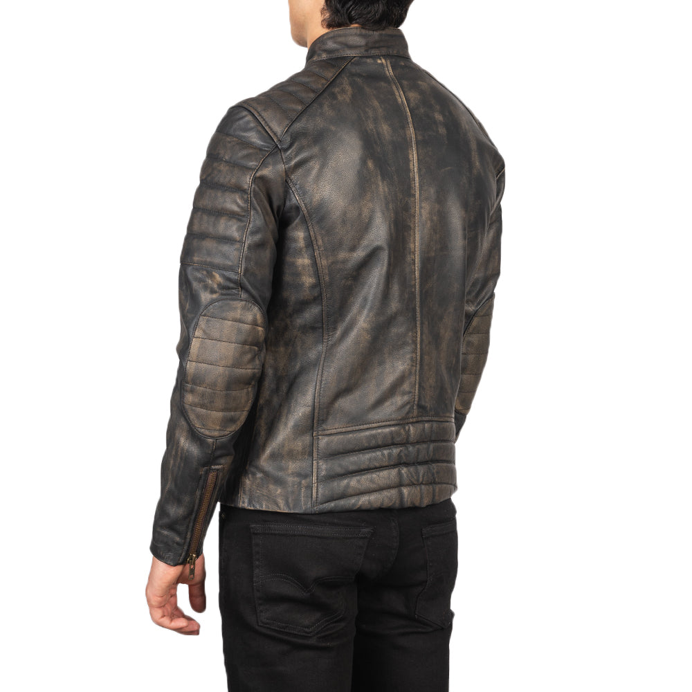 Faisor Mocha جاكيت بايكر جلد رجالي – alternate product view 5