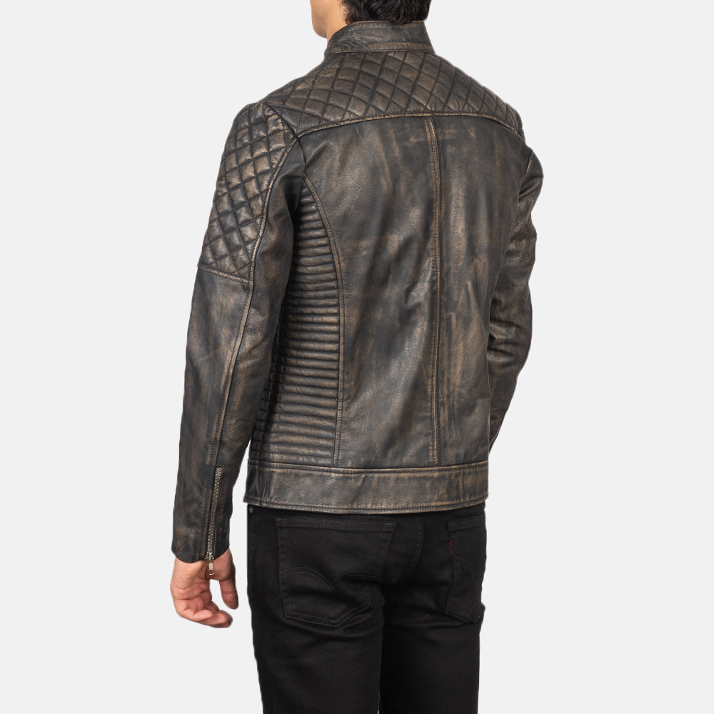 
Fernando مبطن ومحاك جاكيت بايكر جلد طبيعي رجالي – alternate product view 5