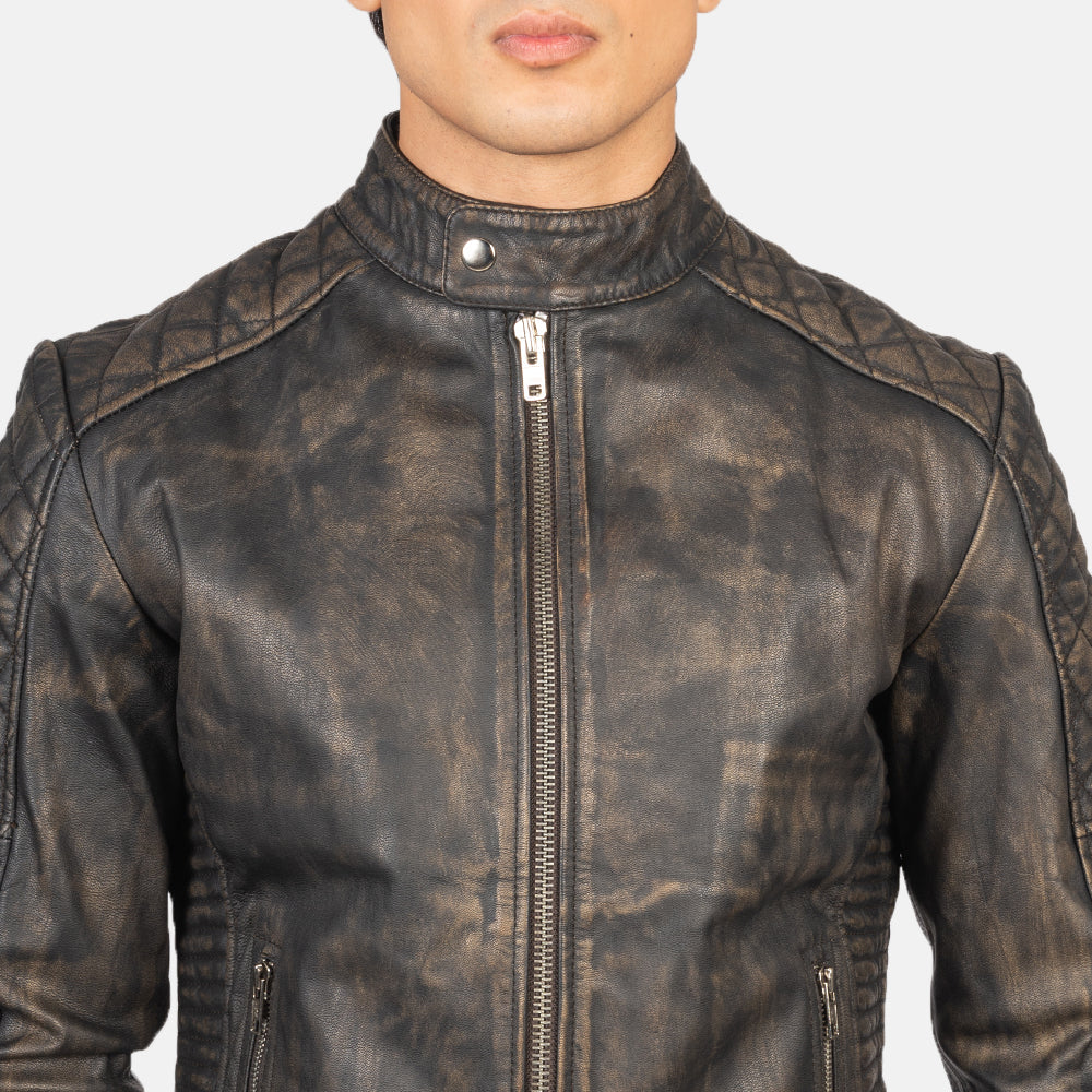 
Fernando مبطن ومحاك جاكيت بايكر جلد طبيعي رجالي – alternate product view 6