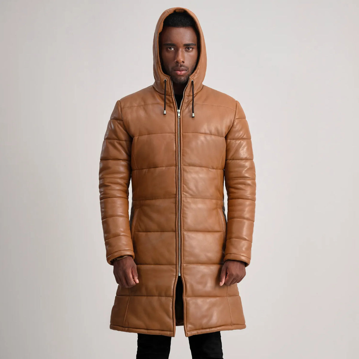 
Floyd معطف جلد فاخر بيج تان Puffer جاكيت جلد رجالي – alternate product view 4