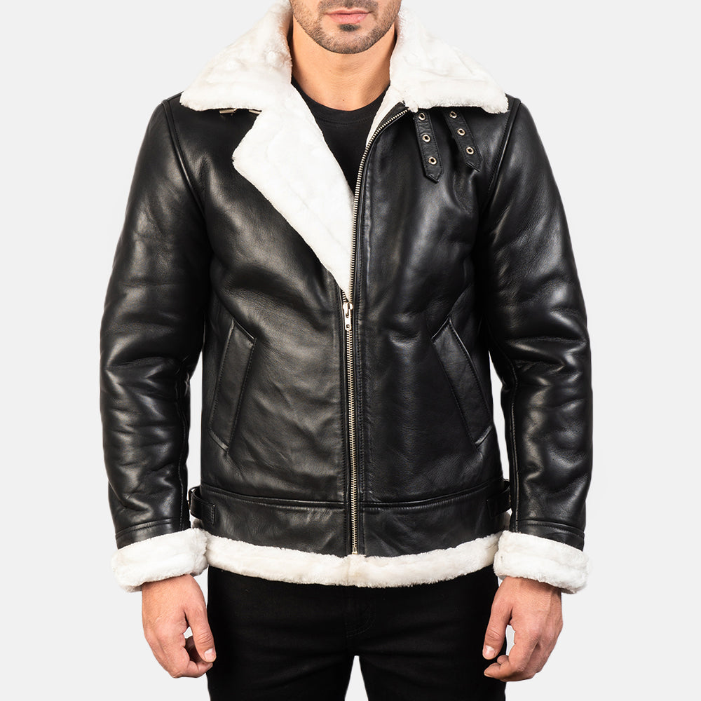 
Francis B-3 أسود جاكيت بومبر جلد رجالي – alternate product view 1