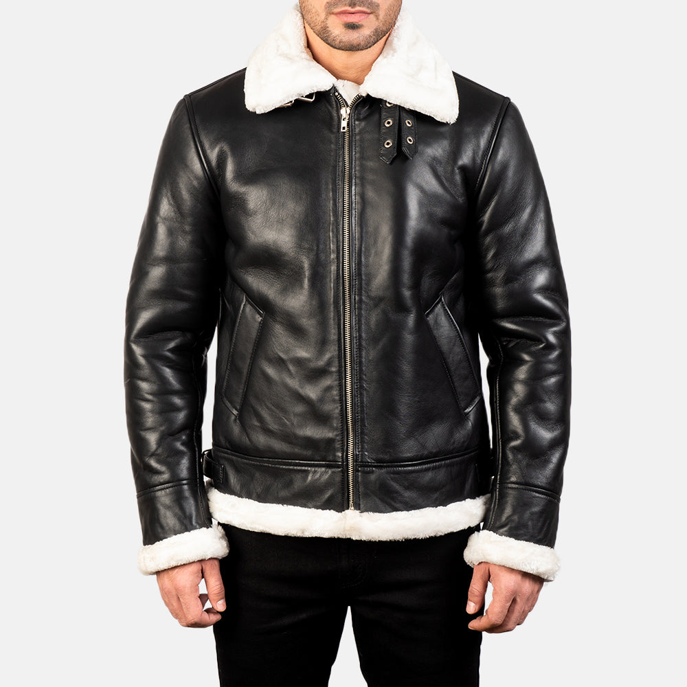 
Francis B-3 أسود جاكيت بومبر جلد رجالي – alternate product view 4