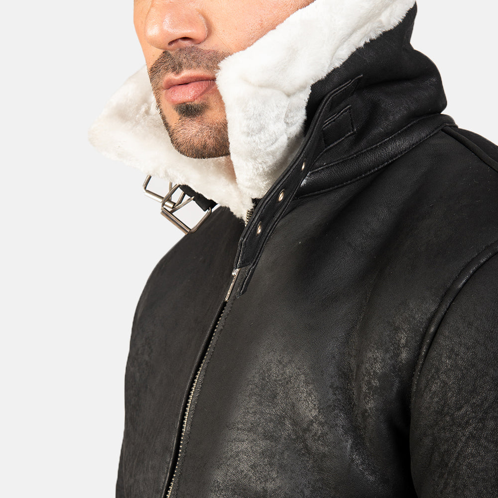 
Francis B-3 أسود جاكيت بومبر جلد رجالي – alternate product view 6