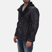 Men's Furcliff Double Face Shearling معطف جلد رجالي in Black Shearling Leather (Double Face) - Front Profile View &amp; Tailored Silhouette | Buy Online