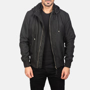 
Hanklin Ma-1 Black Hooded Bomber Jacket in Black Polyester - عرض أمامي وقَصّة مفصلة أنيقة | شراء أونلاين عبر المتجر الرسمي