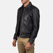 Distressed Brown Sheep Skin Burnishing Biker Jacket - Back View Showing Tailored Shoulder Fit &amp; Clean Hemline