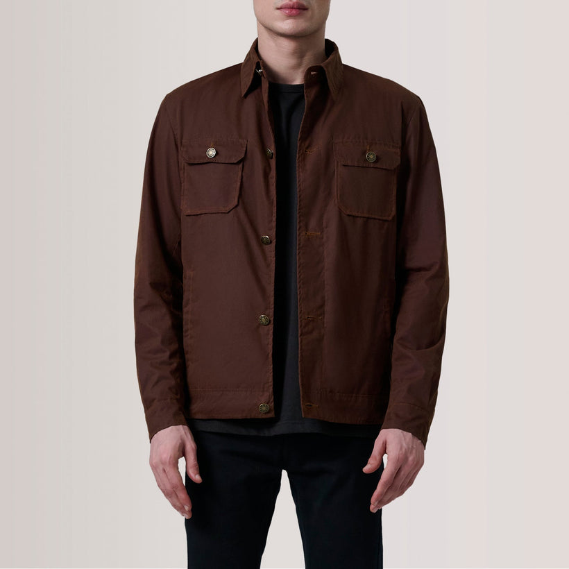 Irwin بني Waxed Canvas Field جاكيت جلد رجالي