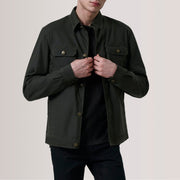 Irwin Olive Waxed Canvas Field جاكيت جلد رجالي For Men in Olive Waxed Cotton Canvas - Front Profile View &amp; Tailored Silhouette | Buy Online