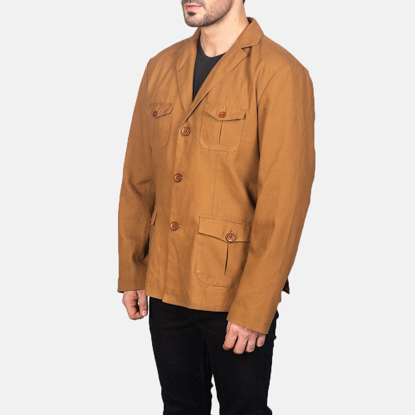 Kajetan Khaki Safari جاكيت جلد رجالي