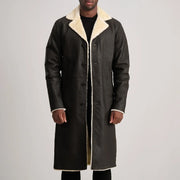 
Kolby Tumbled Brown Shearling Long Coat in Brown Sheepskin Snuffed - عرض أمامي وقَصّة مفصلة أنيقة | شراء أونلاين عبر المتجر الرسمي