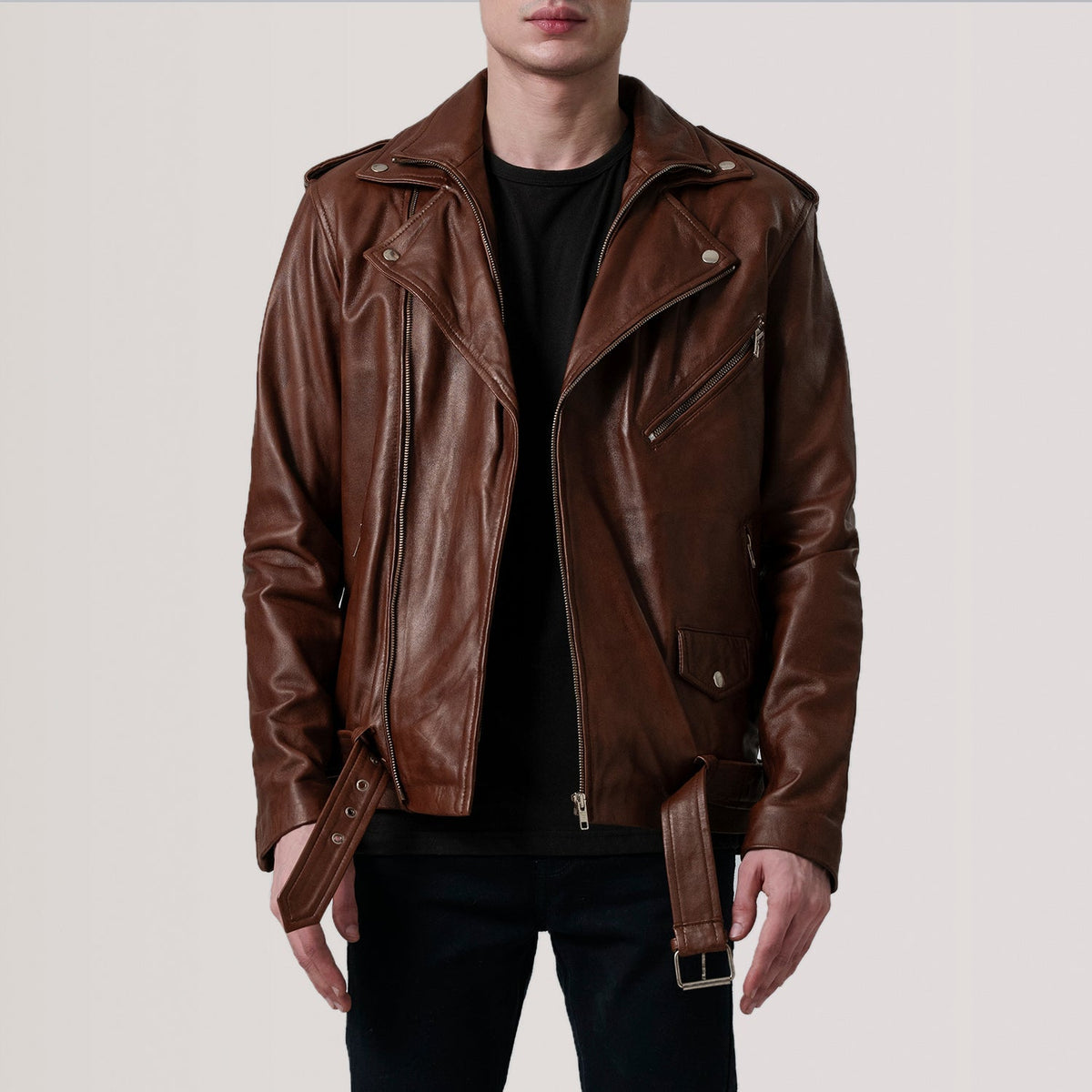 
Kole Waxed بني Leather Double Rider جاكيت جلد رجالي - عرض أمامي وقَصّة مفصلة أنيقة | شراء أونلاين عبر المتجر الرسمي