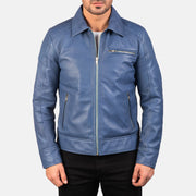 
Lavendard Brown Leather Biker Jacket - عرض جانبي يوضح قَصّة الأكمام المريحة
