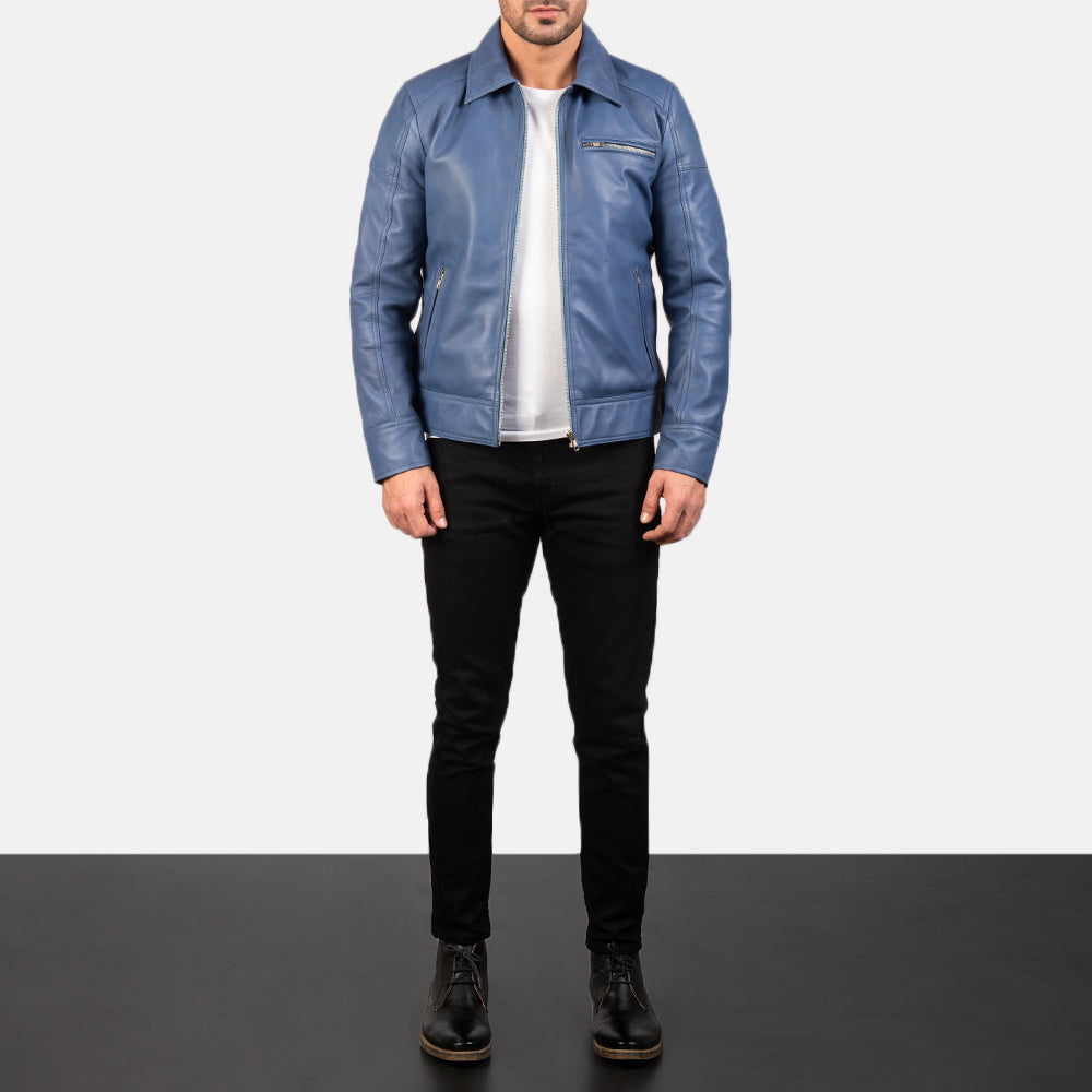 
تفاصيل مقربة of Shirt & Zipper with button flap at the bottom Hardware on Lavendard Brown Leather Biker Jacket