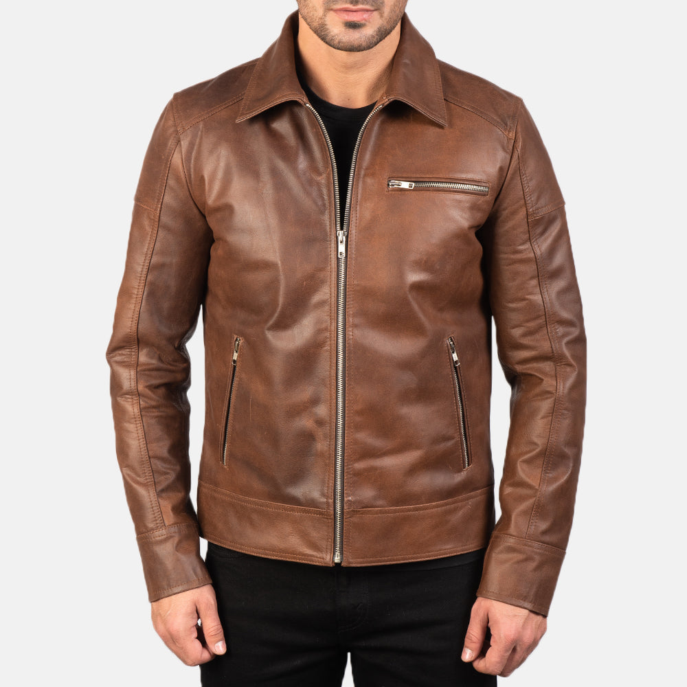 
Lavendard جاكيت بايكر جلد طبيعي رجالي – alternate product view 3
