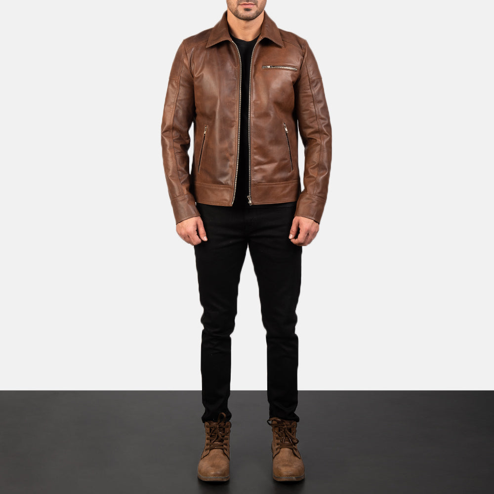 
Lavendard جاكيت بايكر جلد طبيعي رجالي – alternate product view 4