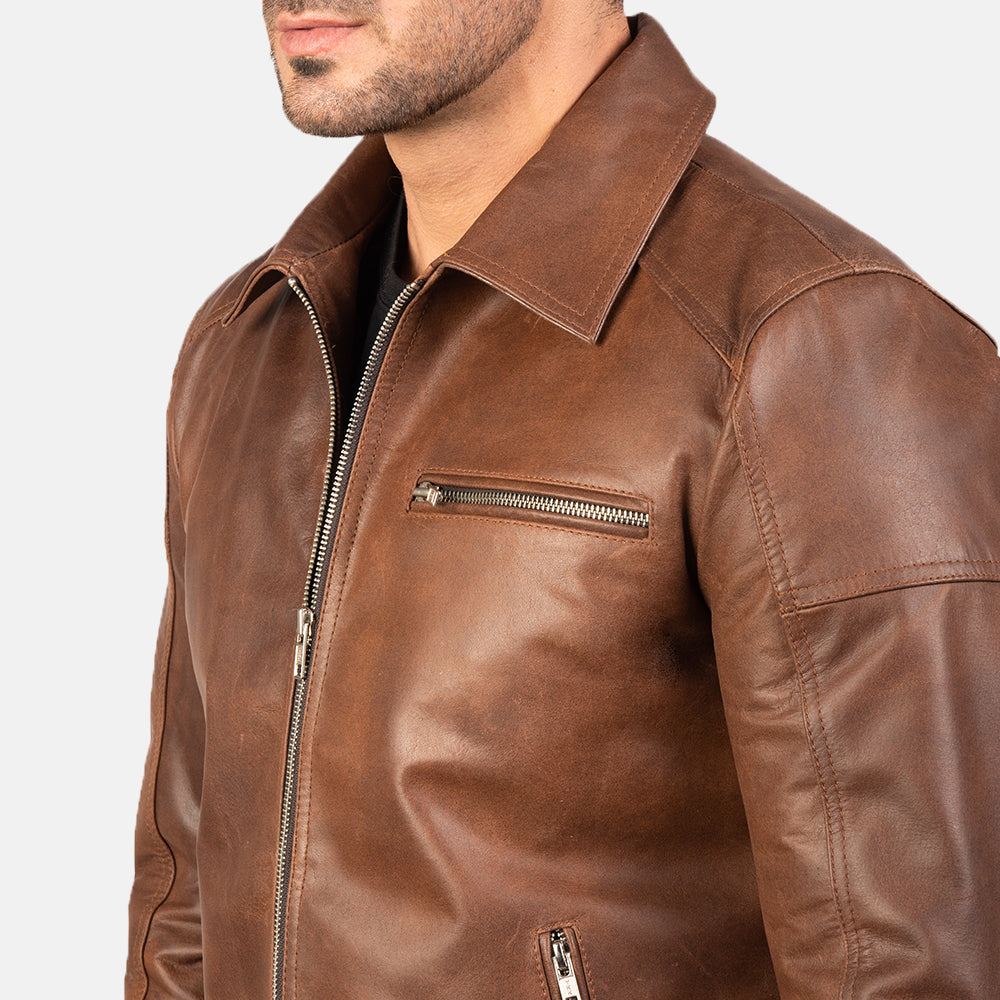 
Lavendard جاكيت بايكر جلد طبيعي رجالي – alternate product view 5