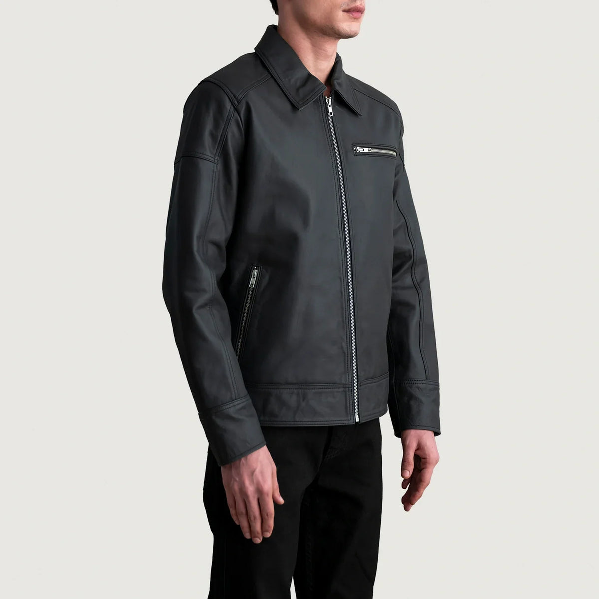 
Lavendard جاكيت بايكر جلد طبيعي رجالي – alternate product view 2