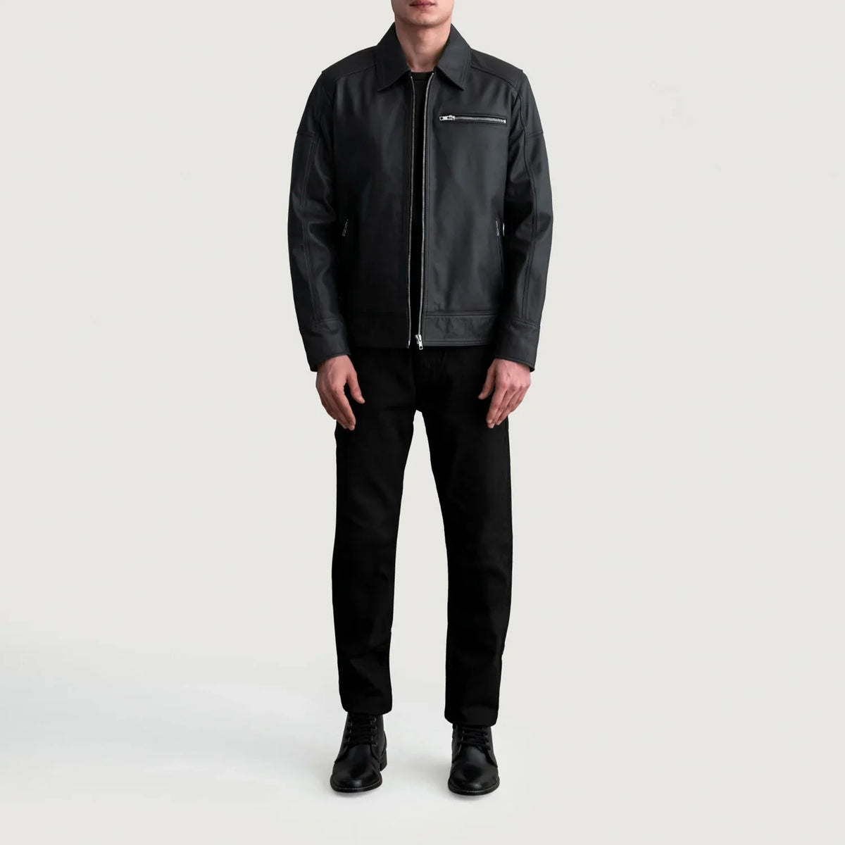
Lavendard جاكيت بايكر جلد طبيعي رجالي – alternate product view 4