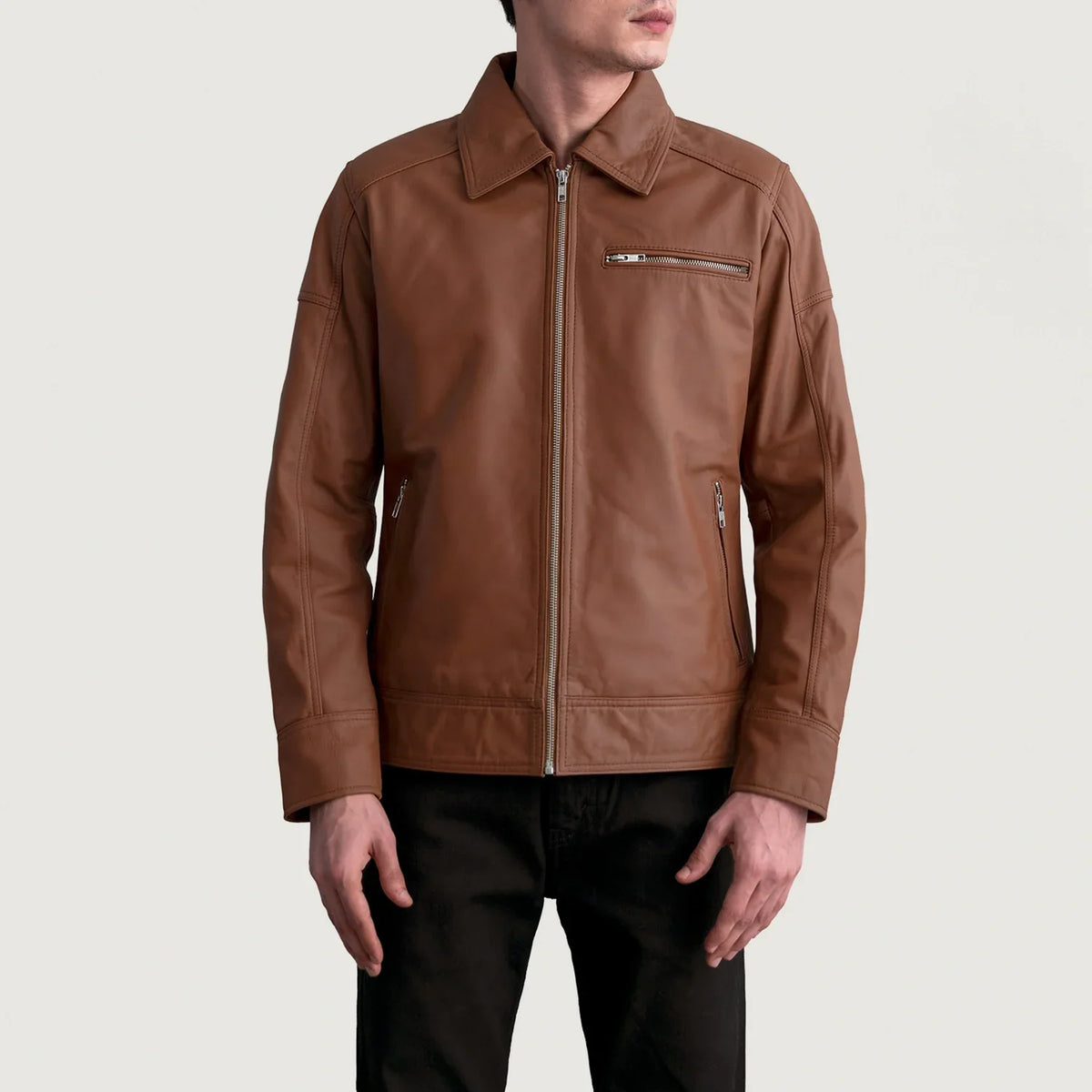 
Lavendard جاكيت بايكر جلد طبيعي رجالي – alternate product view 3