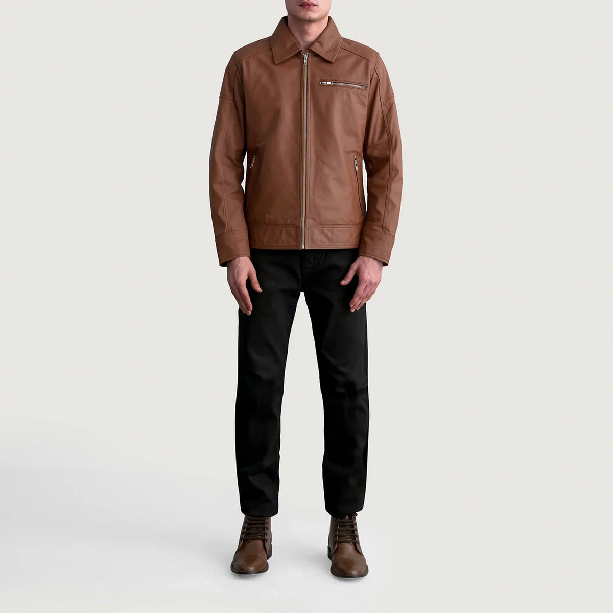 
Lavendard جاكيت بايكر جلد طبيعي رجالي – alternate product view 4