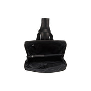 Amanda Full-Grain Leather Backpack نسائي - Structured Side Profile Showing Gusset Depth &amp; Expansion Capacity